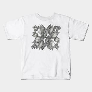 Black and White flowers. Pencil drawing. Sketch Kids T-Shirt